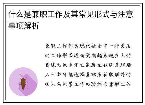 什么是兼职工作及其常见形式与注意事项解析